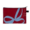Red Valentine digital print canvas makeup bag with light blue ribbon and cursive text - Red with Blue Ribbon and Letters Style (5)