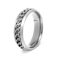 Men's silver stainless steel ring featuring a 6mm wide rotating Cuban link chain design - Size 6 / 6MM Silver