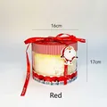 Red stripe Christmas apple gift box with transparent window and Santa Claus tag - Red Reindeer Apple Box (Excl. Raffia and Light)