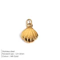 14K gold plated stainless steel ocean shell pendant with textured stripe detail - Scallop Style (BP00091)