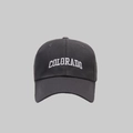 Classic dark grey cotton baseball cap featuring white Colorado embroidery in a casual style - Grey (COLORADO Pattern)