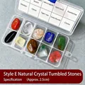 Natural crystal tumbled stone set style E in 10-compartment transparent box - Polished Tumbled Stone Collection