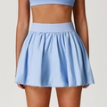 Light blue high waisted pleated tennis bubble skirt with pockets and matching crop top - S / Water Blue