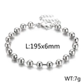 Polished silver stainless steel ball chain bracelet with lobster clasp, 195mm length - 6mm Steel Color (KB166902-Z)