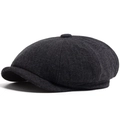 Donkergrijze newsboy pet voor heren met visgraatmotief en een klassieke retro uitstraling - Verstelbaar / Grijs