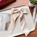 Elegant champagne satin double-layered bow hair clip with long ribbons for women - Flesh 202