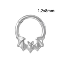 Silver stainless steel 1.2x8mm septum ring featuring a detailed bat pendant design - Bat / 1.2x8mm / Steel