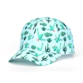 Baseball cap with mint green tie-dye and tropical cactus print on curved brim hat - Mint Green Cactus Style (55#)