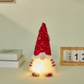 Christmas gnome plush with red sequin hat and LED glowing beard holiday decoration - Red