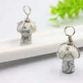 Pendentif champignon en pierre de marbre blanc avec fil d'argent fait à la main - Turquoise Blanche Ton Argent