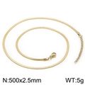 Golden stainless steel flat snake chain necklace 500x2.5mm with lobster clasp and extender - 2.5mm Gold Color Necklace 50cm (KN231713-Z)