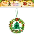 Décoration sapin de Noël en papier alvéolé vert avec couronne florale festive - Couronne Sapin de Noël