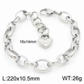 Silver chain bracelet with heart pendant measuring 16x14mm and 220mm length - Steel Oval Splicing Heart Style (KB183399-Z)