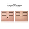 Pink PU leather card holder with 7 slots and silver snap button, size 10.5x7.8cm - 10.5*7.8cm / 7 Slots Buckle Style / Pink