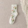 Calcetines gruesos de vellón coral blanco con lindos patrones de tulipanes rosas - Tulipán en Todo el Cuerpo