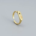 Adjustable 925 sterling silver ring in gold finish featuring two star-set cubic zirconia - 925 Silver / Star Dual-Diamond Open Ring / Gold