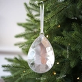 Teardrop faceted Christmas ornament in transparent acrylic, 12x8cm size for tree decor - Water Drop Gem / Silver