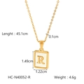 18K gold plated rectangular pendant necklace with white shell inlay and letter R detail - Letter R (HC-N40052-R)