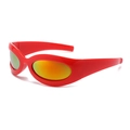 Occhiali da sole sportivi Y2K ovali con montatura rossa e lenti specchiate arancio - Montatura Rossa Specchio Rosso