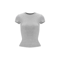Slim fit grey short sleeve crew neck T-shirt with ribbed knit texture and athletic cut - L / Gray
