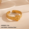 Adjustable golden stainless steel ring featuring a delicate daisy flower design - 565 / Gold