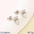 Elegante silberne Herz-Ohrstecker mit Kronen-Kristall-Detail, Größe 11x8mm - Kronen-Herz-Klar-Zirkonia-Silberstecker (KE119981-GC)