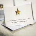Mini vintage Christmas card with a gold star metal pendant and handwritten greetings - Pentagram