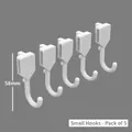 Set of 5 white plastic J-hooks for pegboard storage organizer, 58mm height accessories - J-Hooks 5Pcs - White