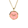 Collana placcata oro con ciondolo a cuore in smalto rosa marmorizzato e ali d'angelo - Ali Rosa