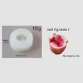 Silicone mold for fig-shaped candles or soap with dimensions and finished product - T12 Half Fig Thick Style