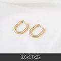 Polished gold stainless steel U-shape hoop earrings for women and men in size 3.0x17x22mm - 3*17*22mm / Gold