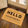 Rectangle coconut fiber door mat with black Hello Everybody text on wood floor - HELLO / 60*90cm
