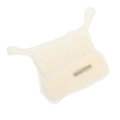 White knitted beanie with cute sheep horns and soft plush trim for winter warmth - One Size / White