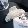 Iridescent white acetate hair claw clip with pearlescent texture for elegant styling - Lines White 10cm