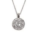 Silver necklace with a celestial moon and person pendant featuring sparkling crystal accents - Moon Fairy Pendant Necklace-Steel Color