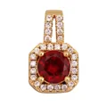 Classic gold-plated pendant featuring a round red zircon surrounded by white crystals - Red/Rectangle