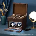 Automatischer Uhrenbeweger aus braunem Crazy Horse Leder mit 8 Fächern und Doppelrotoren - Braunes Crazy Horse Leder / US Stecker