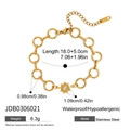 Gold stainless steel link bracelet with sunburst pendant and crystal inlay details - Diamond Encrusted Sun Star Style (JDB0306021)