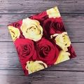 Floral paper napkins featuring vintage red and yellow rose patterns on mesh texture - Red and Yellow Rose