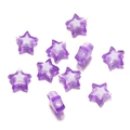 Macro shot of purple and white dual-tone acrylic star beads with side holes for DIY crafts - Purple
