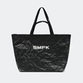 SMFK black foldable gym bag with white logo, durable crinkled fabric and top handles - Flash Black