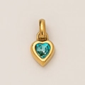 Golden heart-shaped titanium steel pendant with a brilliant teal birthstone centerpiece - December Heart Birthstone Pendant Only (Without Chain) / Gold