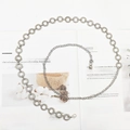 Silver hollow circle metal waist chain with textured rings and lobster clasp on magazine - Small Circle Chain