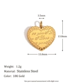 Herzanhänger aus 18K vergoldetem Edelstahl mit I Love You Gravur und Maßangaben - Flacher Herzanhänger Mit 'I Love You' - Gold