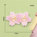 Pink cherry blossom embroidery patch sticker for clothing decoration 2.8cm by 5.5cm - Pink Double Sakura