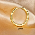 Detail view of 18k gold-plated 18mm hoop earrings with a polished finish on silk - 1PC / 18mm / Gold