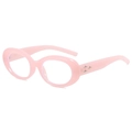 Pink oval frame glasses featuring triple star rivets and vintage aesthetic design - Pink Frame