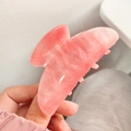 Pink butterfly hair claw clip with glitter and marble texture for elegant hairstyles - Small Semi-circle Pink 8CM