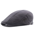 Boina de espiga gris oscuro para hombre con logo metálico y hebilla ajustable - Ajustable / Gris