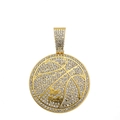 Hip hop basketbal hanger in gouden afwerking met sprankelende pavé kristallen - Alleen gouden hanger